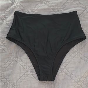 Aerie Black high waisted bikini bottoms.